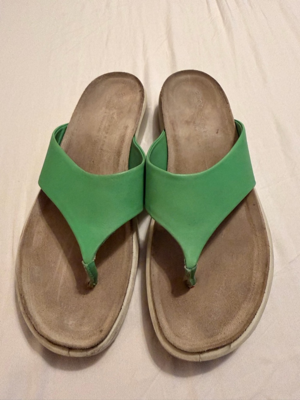ECCO Comfort Thong Sandals in Bright Green - Women's Casual Slip-On